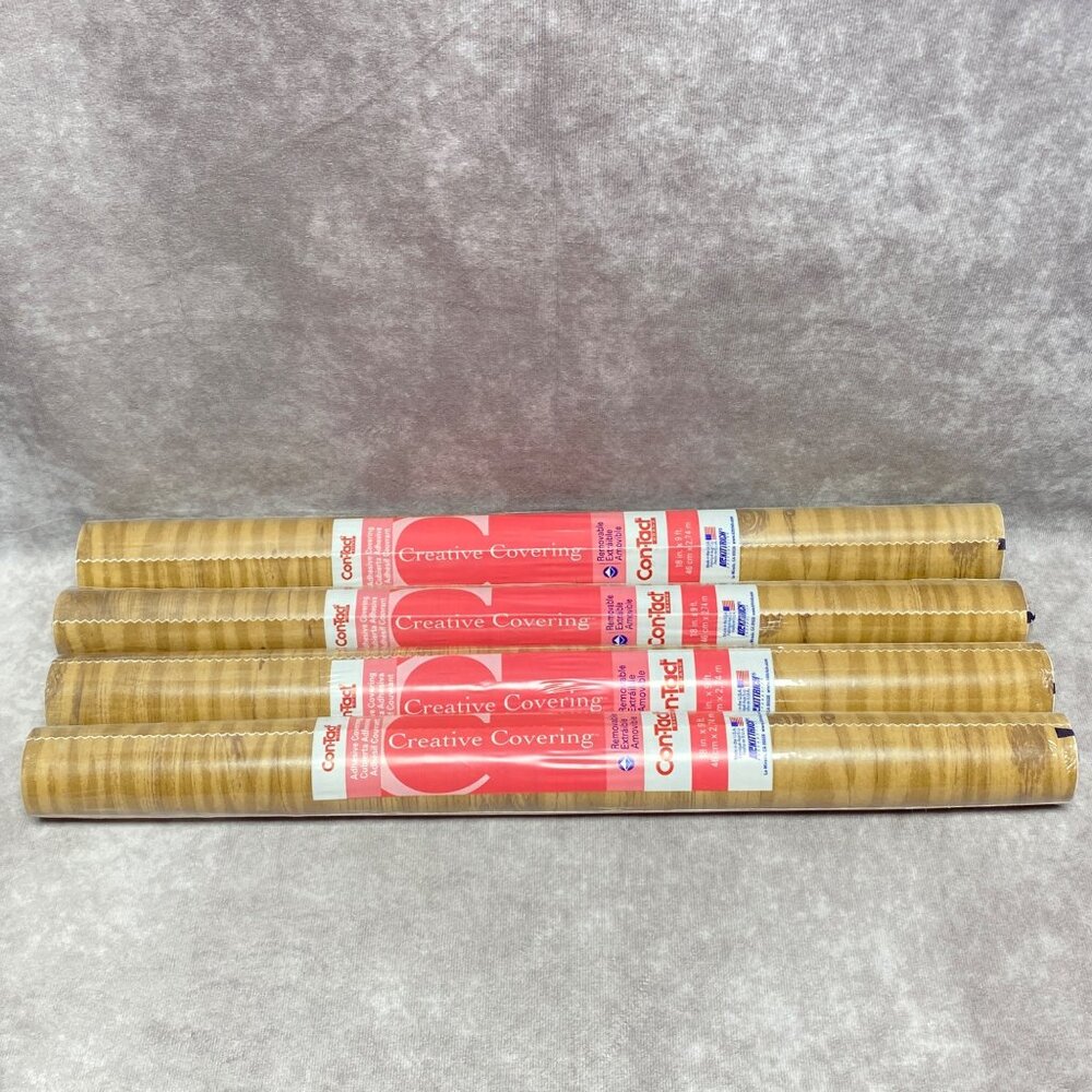 Vintage Con-Tact Brand Adhesive Covering Knotty Pine 18 In X 9 Ft Roll Pack Of 4